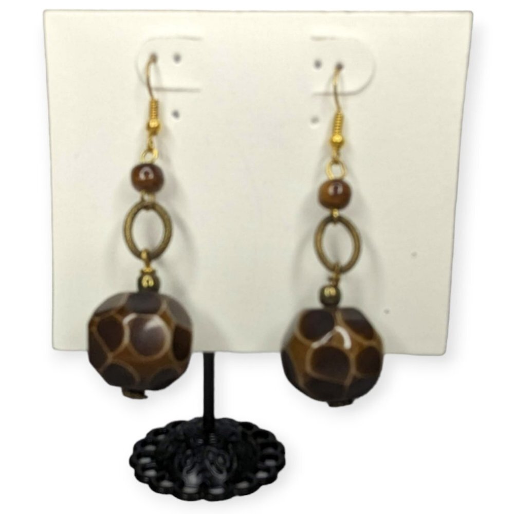 Beautiful Wood Drop Earrings Made in India